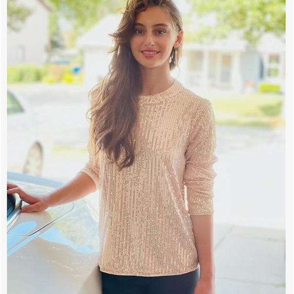 Grace Karin Sequin LongSleeve Open Back Party Top - Picture 2 of 16